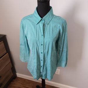 New York & Co. Geometric Fitted Buttondown